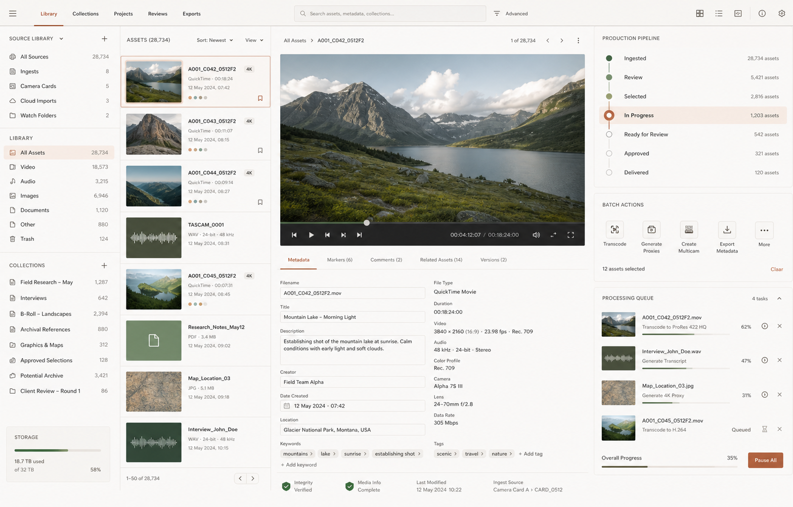 Assets Archive Factory media management workbench