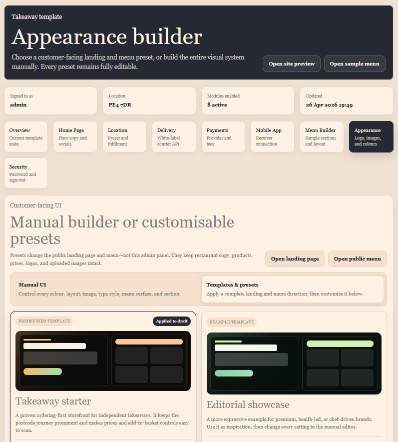 Warm illustrated food pattern used for the FoodTemplate platform