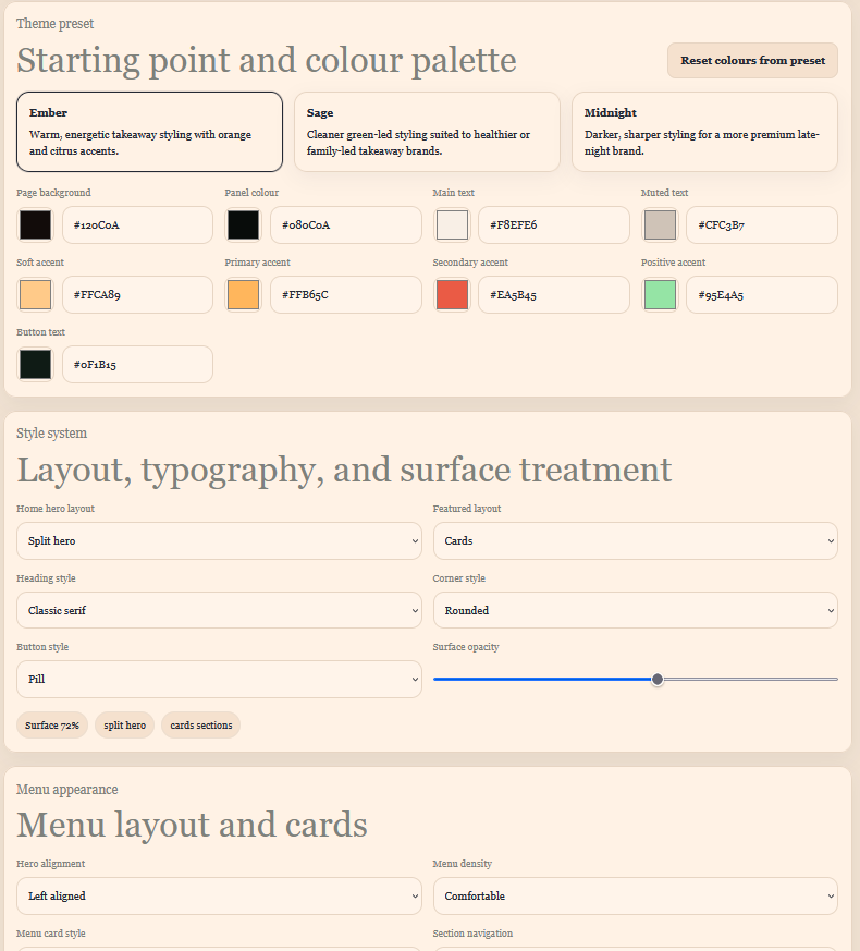 Warm illustrated food pattern used for the FoodTemplate platform