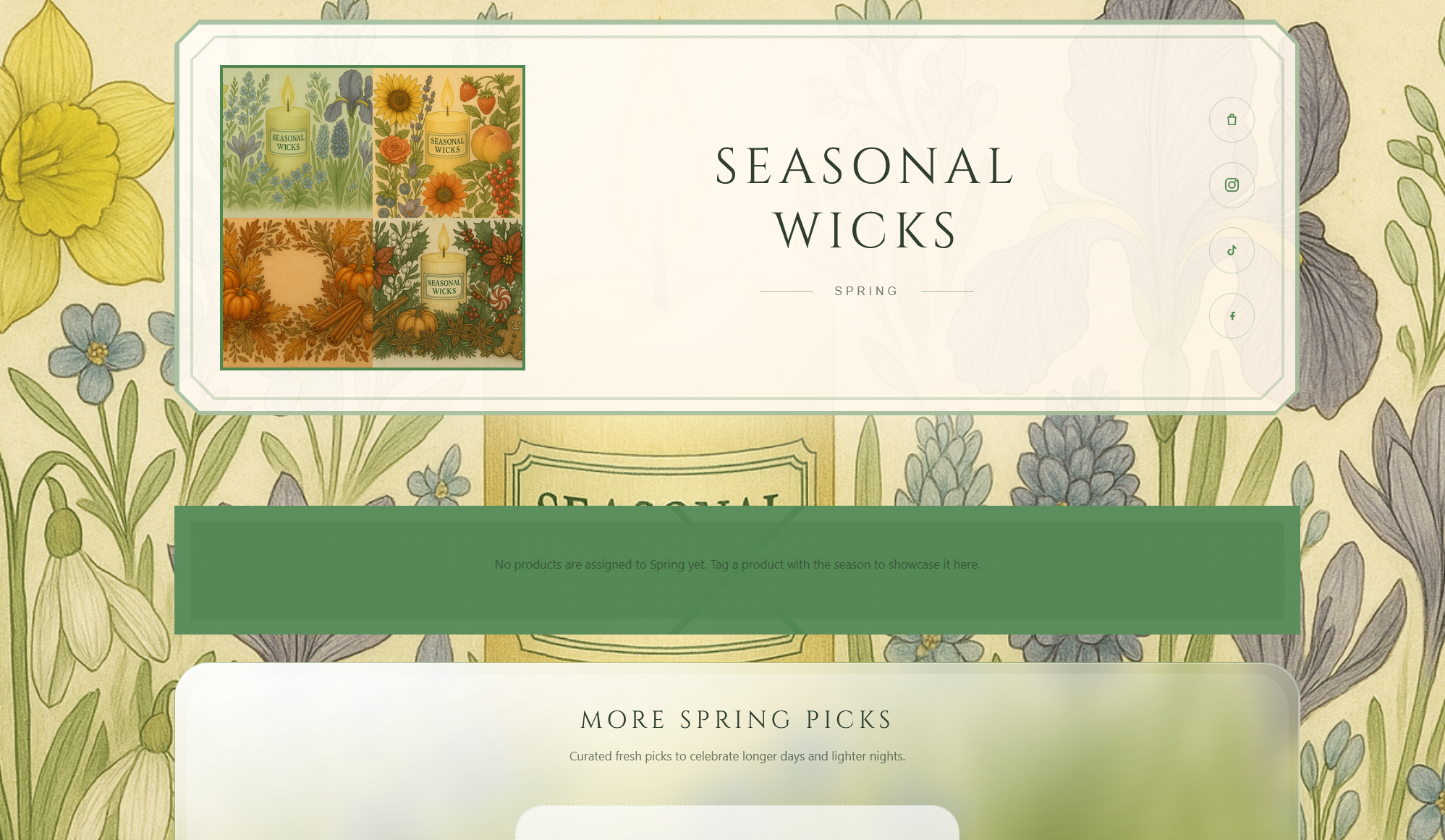 Seasonal Wicks candle shop website