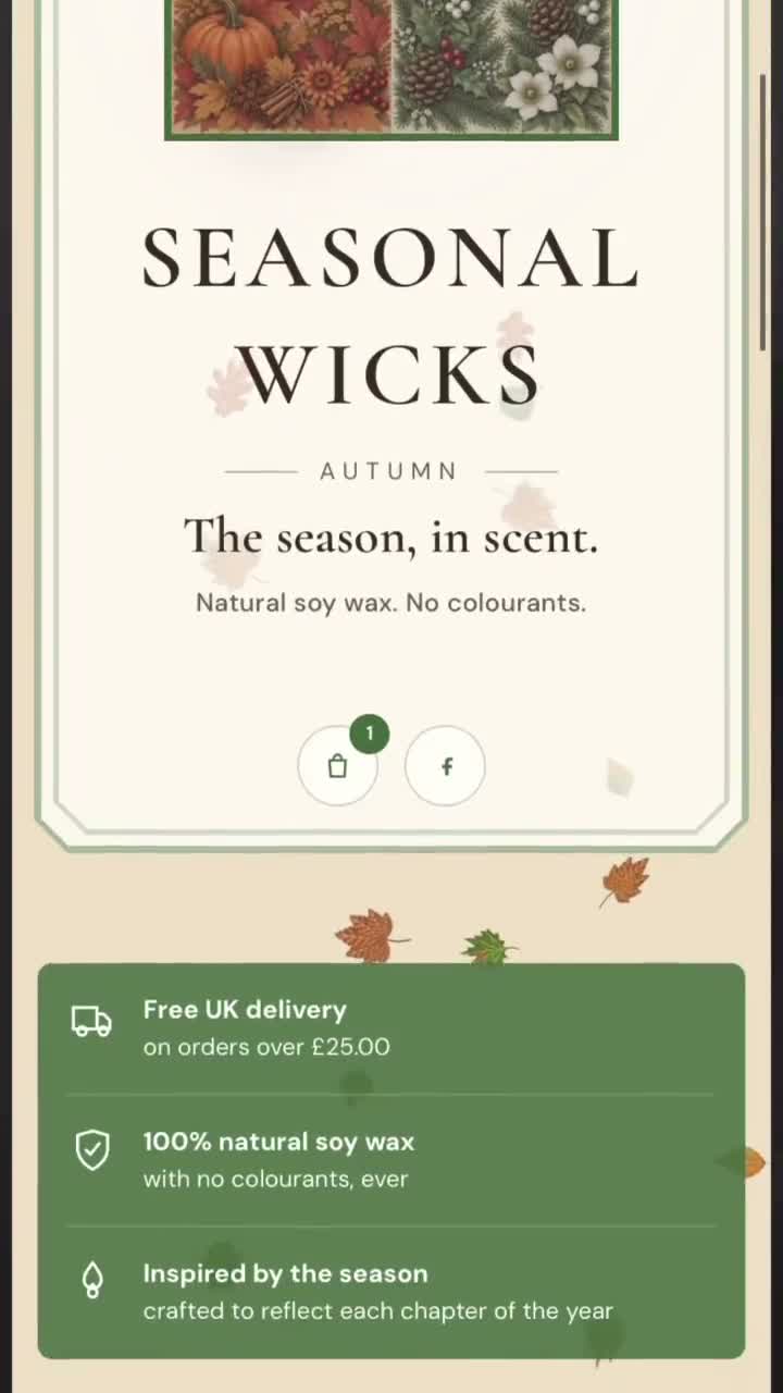 Seasonal Wicks candle shop website